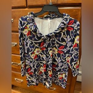 Lulu-B Blue and White Collar Polo Blouse